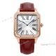 New Faux Cartier Santos-Dumont Rose Gold Couple Watch With Diamonds Bezel Brown Leather Band (8)_th.jpg